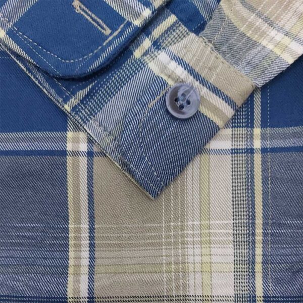 پیراهن پسرانه چهارخونه آبی - خاکی 1