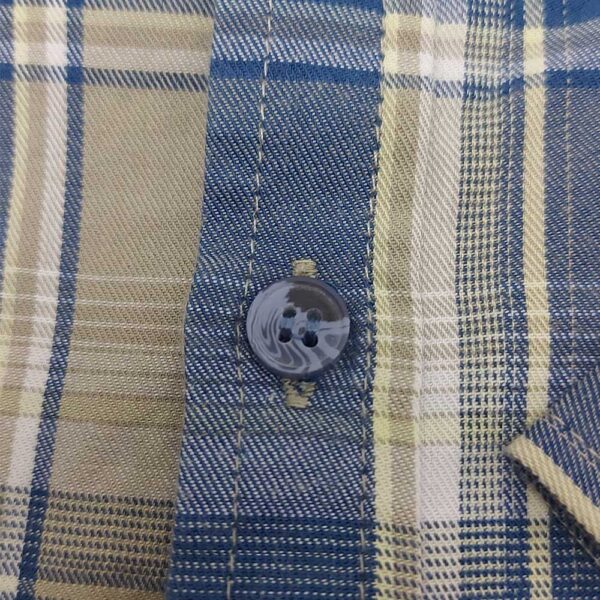 پیراهن پسرانه چهارخونه آبی - خاکی 2